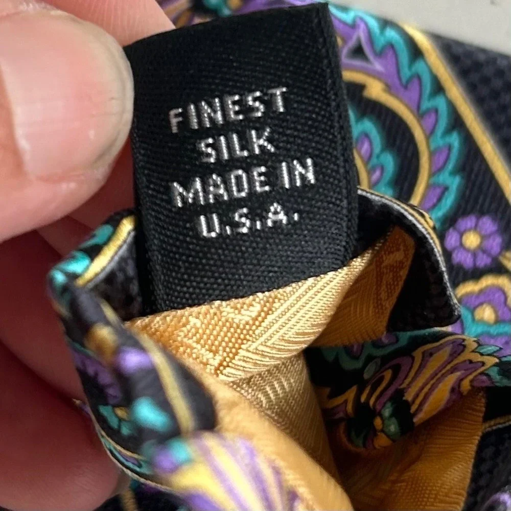 Robert Talbott Best of Class Silk Tie Black Purple Teal Paisley Floral Stripe